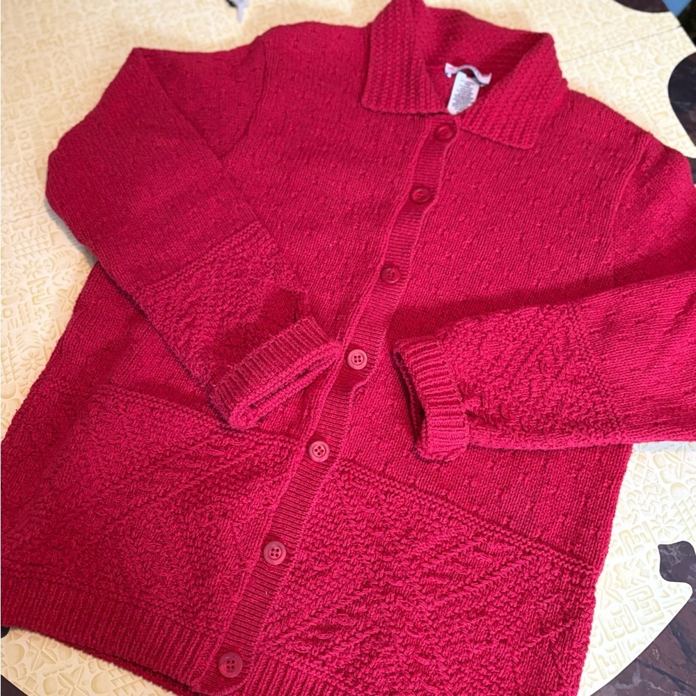 Vintage Northern Reflections Cherry Red Cardigan - Picture 2 of 8